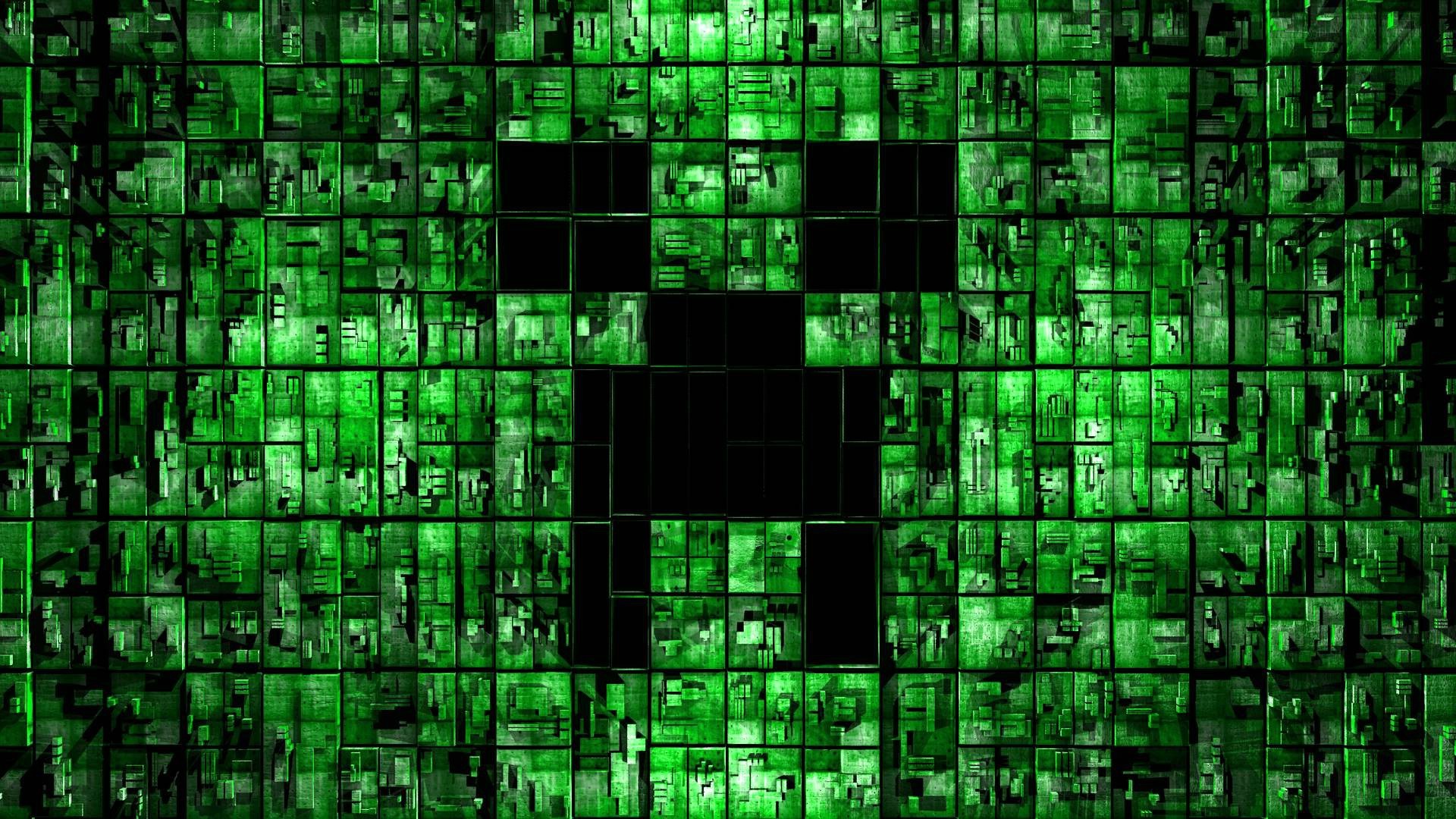 Digital Art Green Geometry 3d Minecraft Wallpaper HD