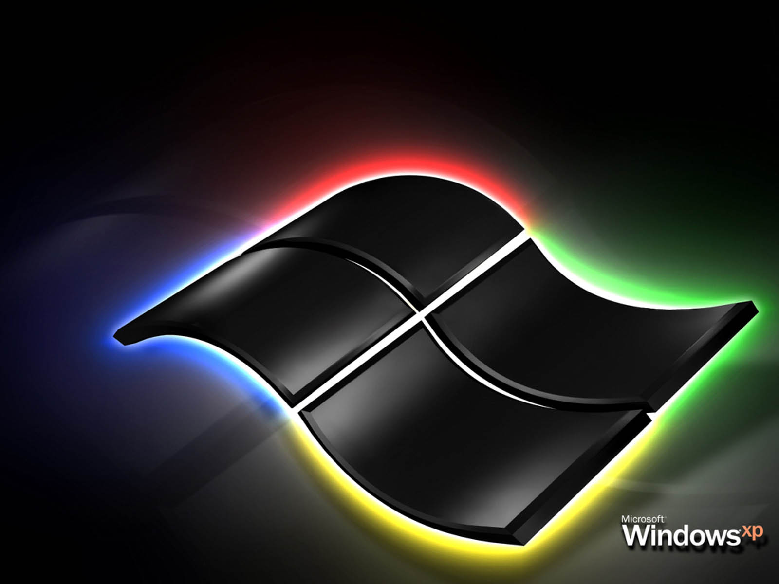 A stylized Windows XP logo wallpaper with a glowing neon effect
