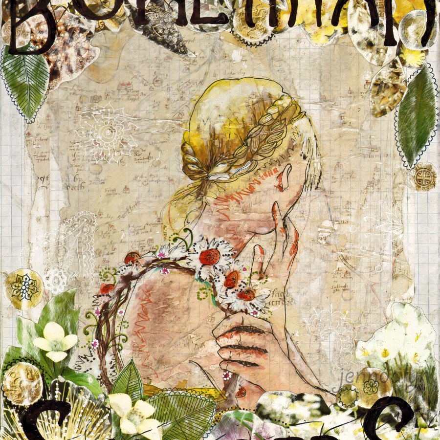Bohemian Art Nouveau Poster Summer Flowers Hippie Gypsy Jpg