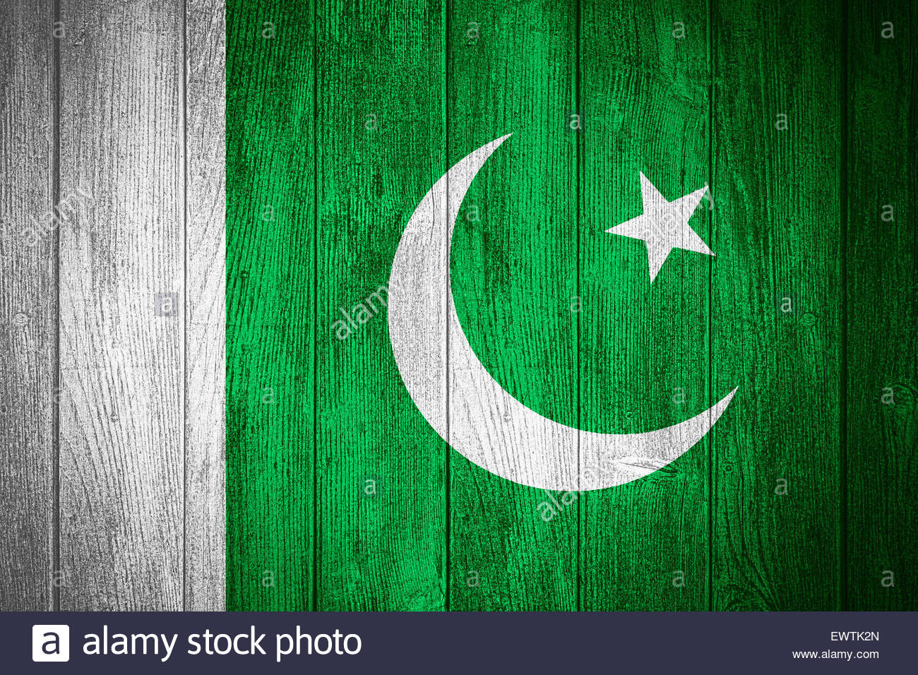 Pakistan Flag Or Pakistani Banner On Wooden Boards Background