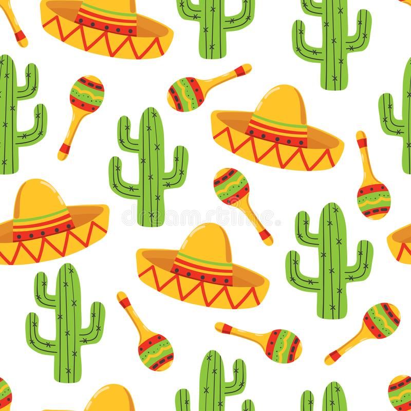 🔥 Free Download Seamless Mexican Pattern With Sombrero And Cactus ...