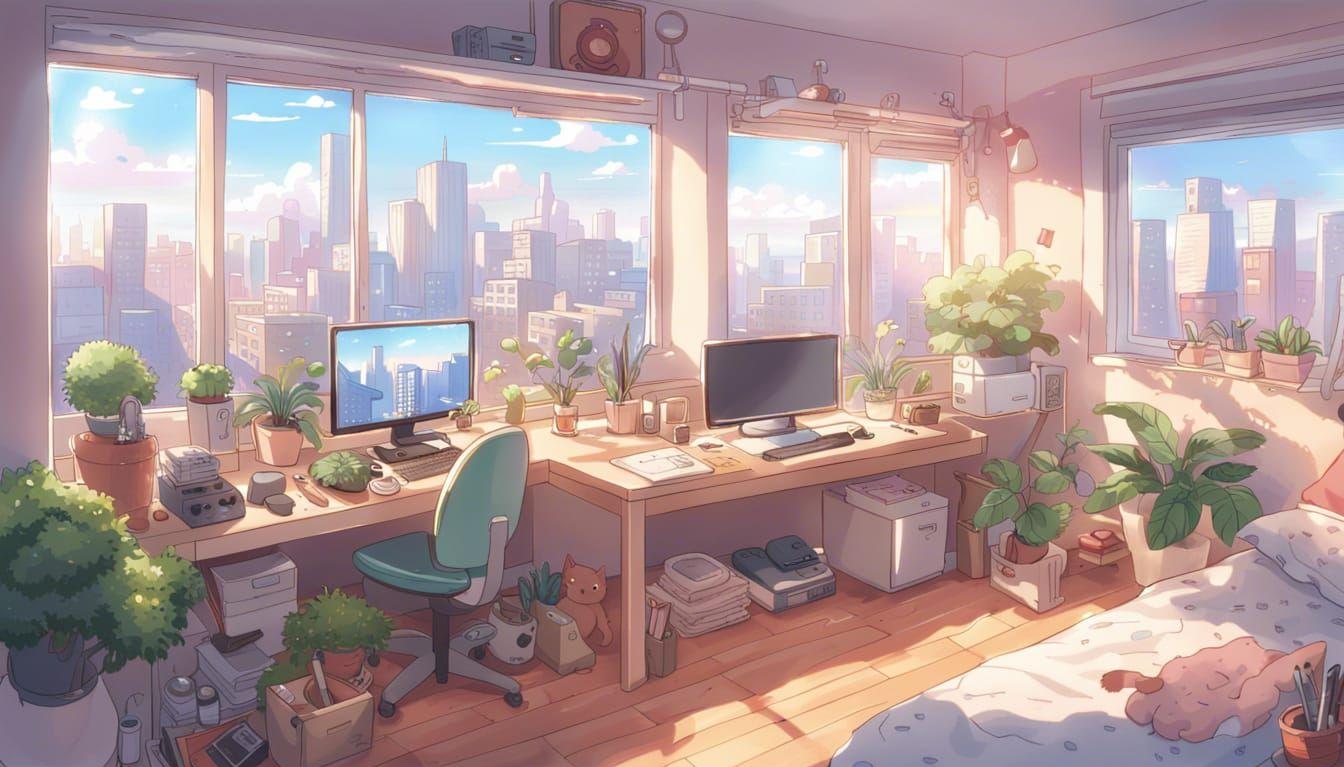 Anime Bedroom With Gaming Pc Ai Generated Artwork Nightcafe