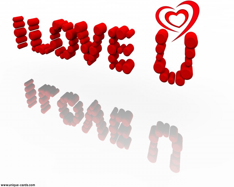  Love You With Stylish 3D Red Text On White Background Unique Cards 960x768