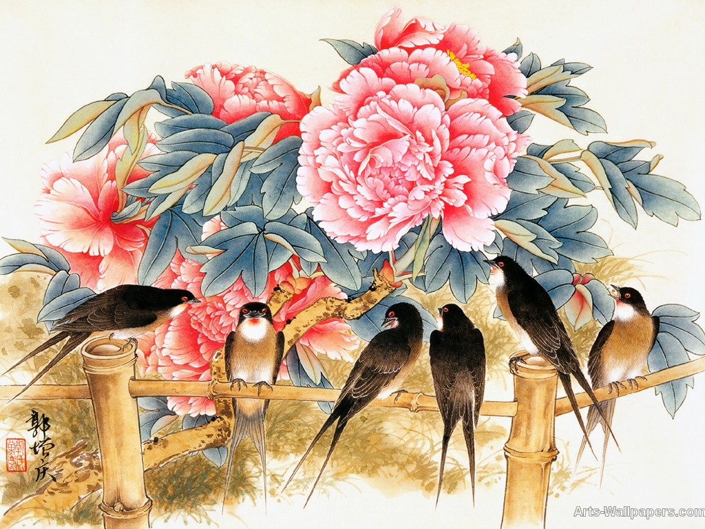 Chinese Paintings Art Wallpaper Print