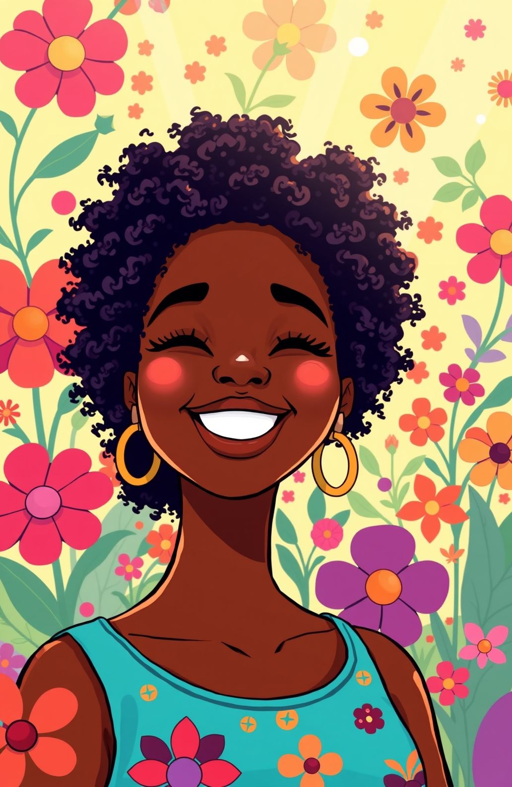 Pretty Black Girl Cartoon Wallpaper
