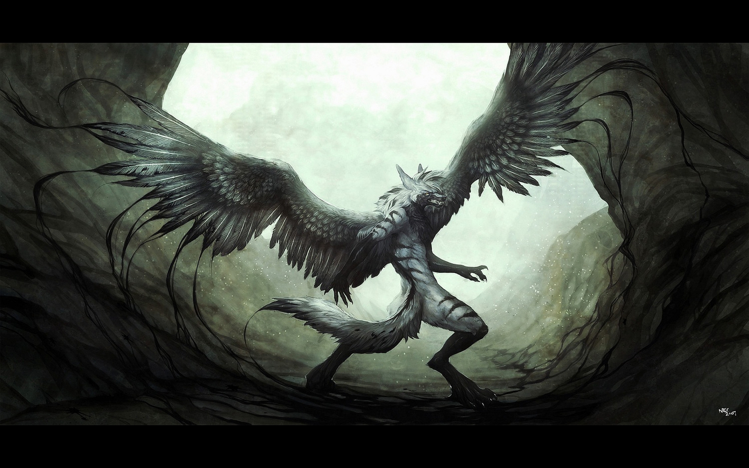 Fantasy Winged Wolf Furry Picture Wallpaper Ongur