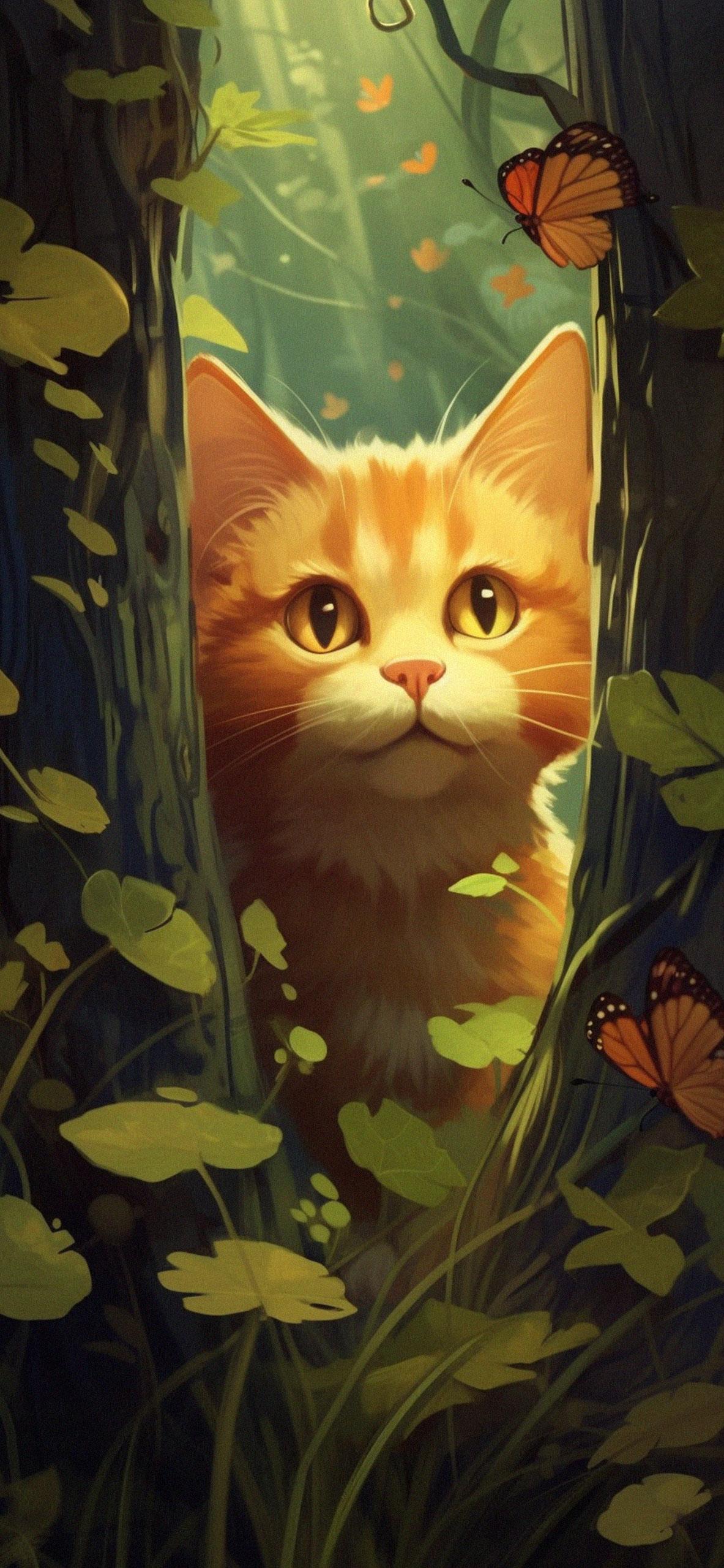 Curious Cartoon Cat Wallpaper Cool For iPhone