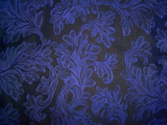 Navy Blue Damask Upholstery Fabric Yds