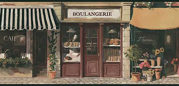 French Cafe Paris Street Shops Wall Border Cypress Home Decor