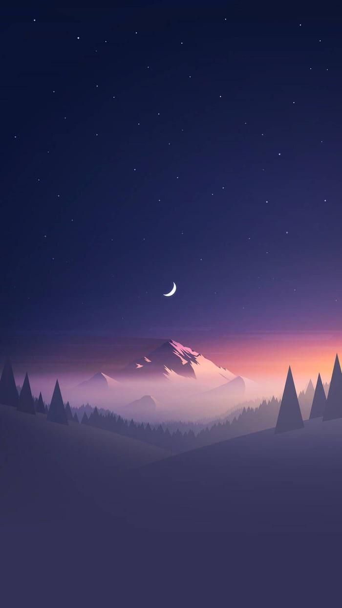 Chilled Minimalist Mountain Sunset Landscape Wallpaper Scenery