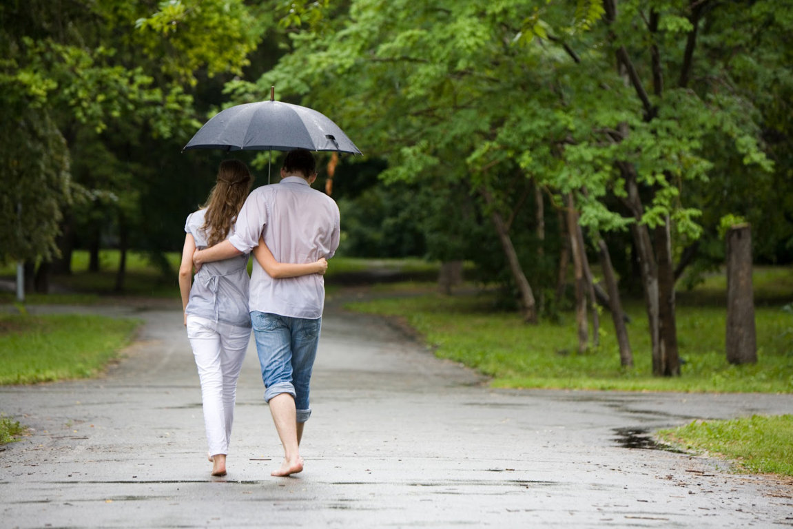 Romantic Couple Walking In The Rain Hd Wallpaper