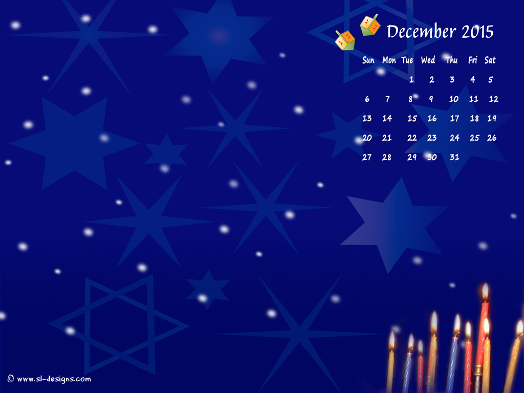 December Chanukah Calendar Desktop Wallpaper