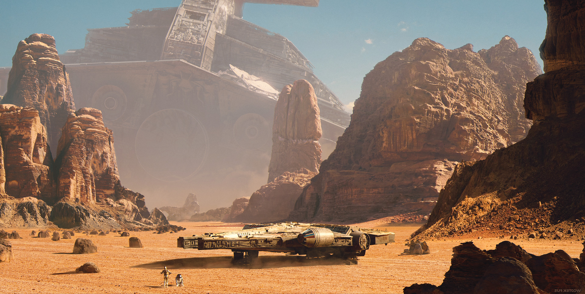 Free download Star Wars Millennium Falcon Desert Sunset Wallpapers HD