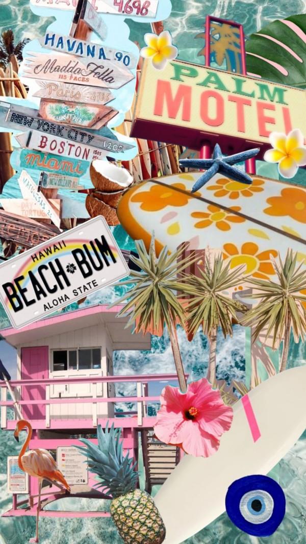 Summer Collage Mood Board Havana Palm Motel Beach Vibes Idea