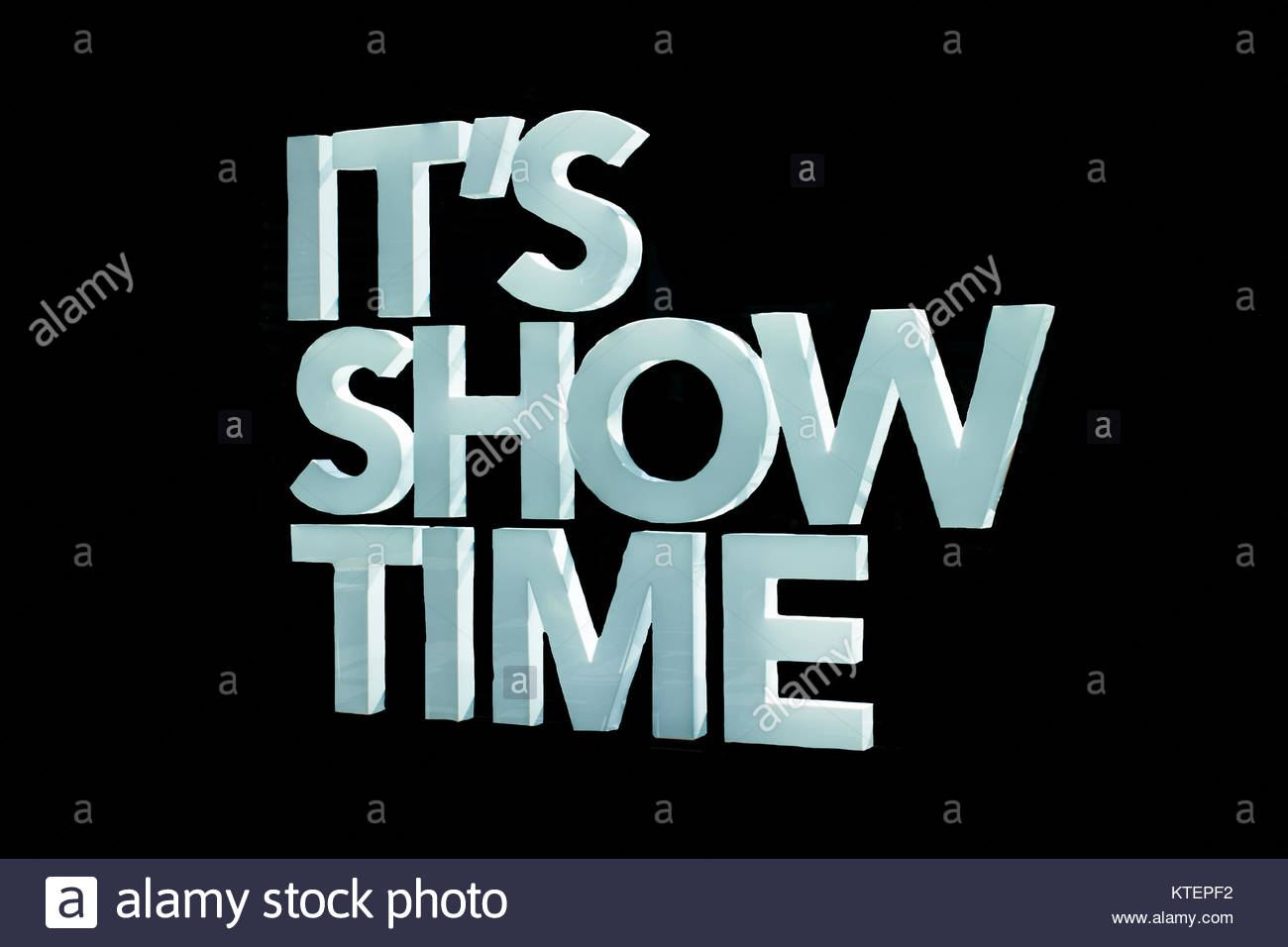 White It S Showtime Billboard Sign Isolated On Black Background