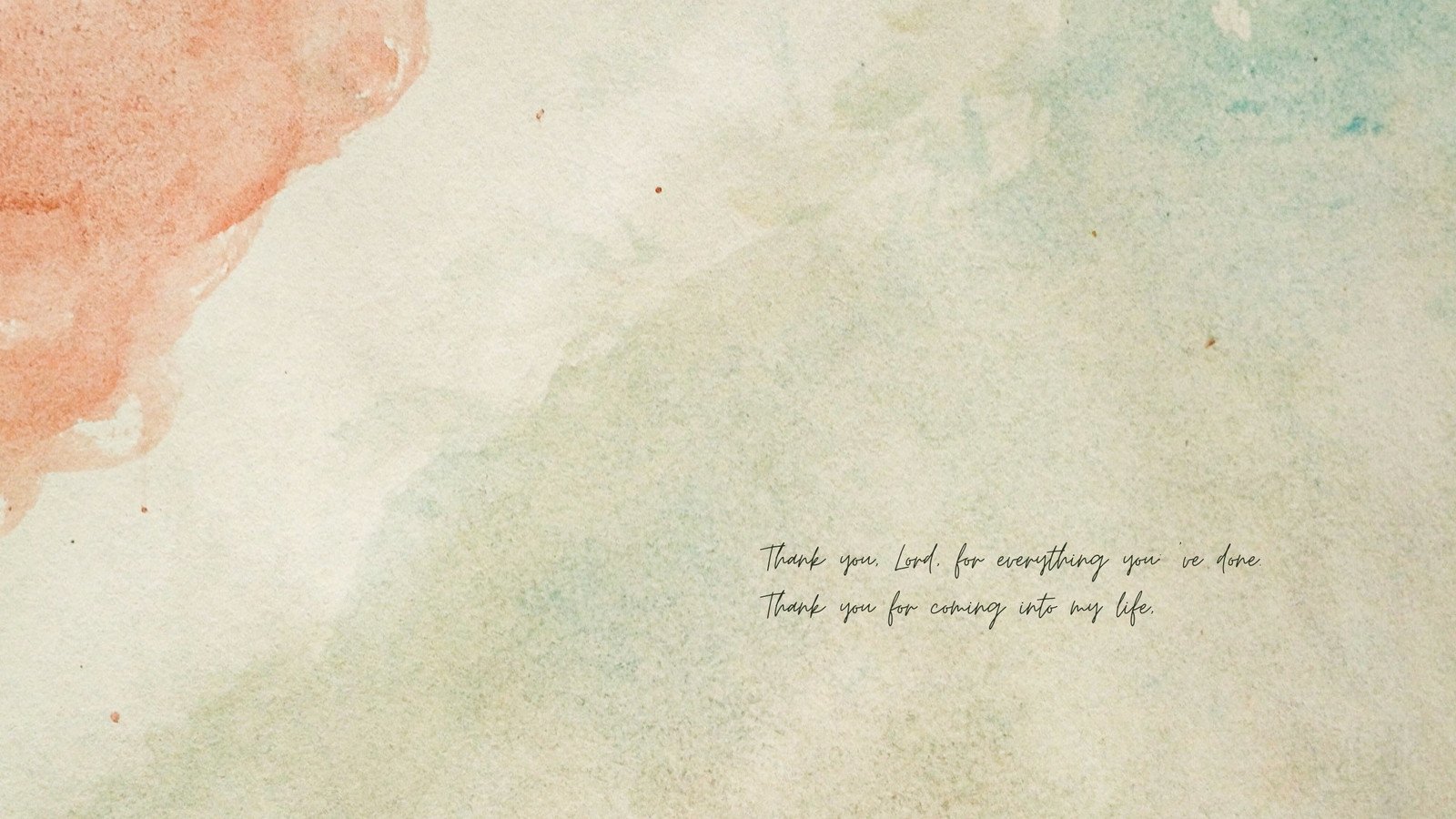 A soft, textured background with a watercolor effect in peach and teal, featuring a heartfelt message of gratitude