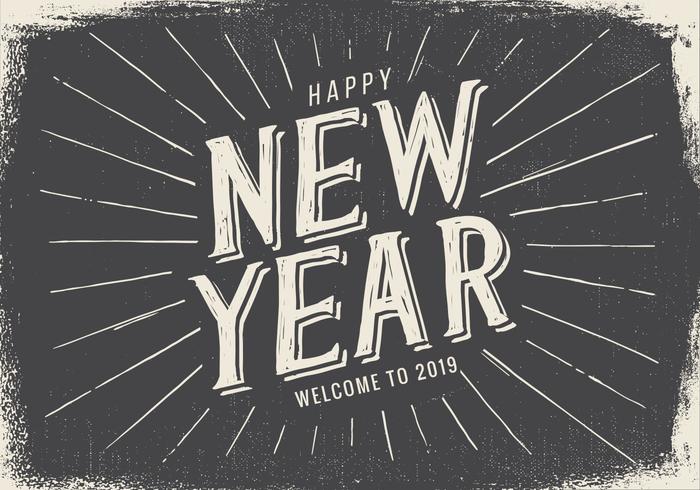 Vintage Style Happy New Year 2019 Illustration   Download