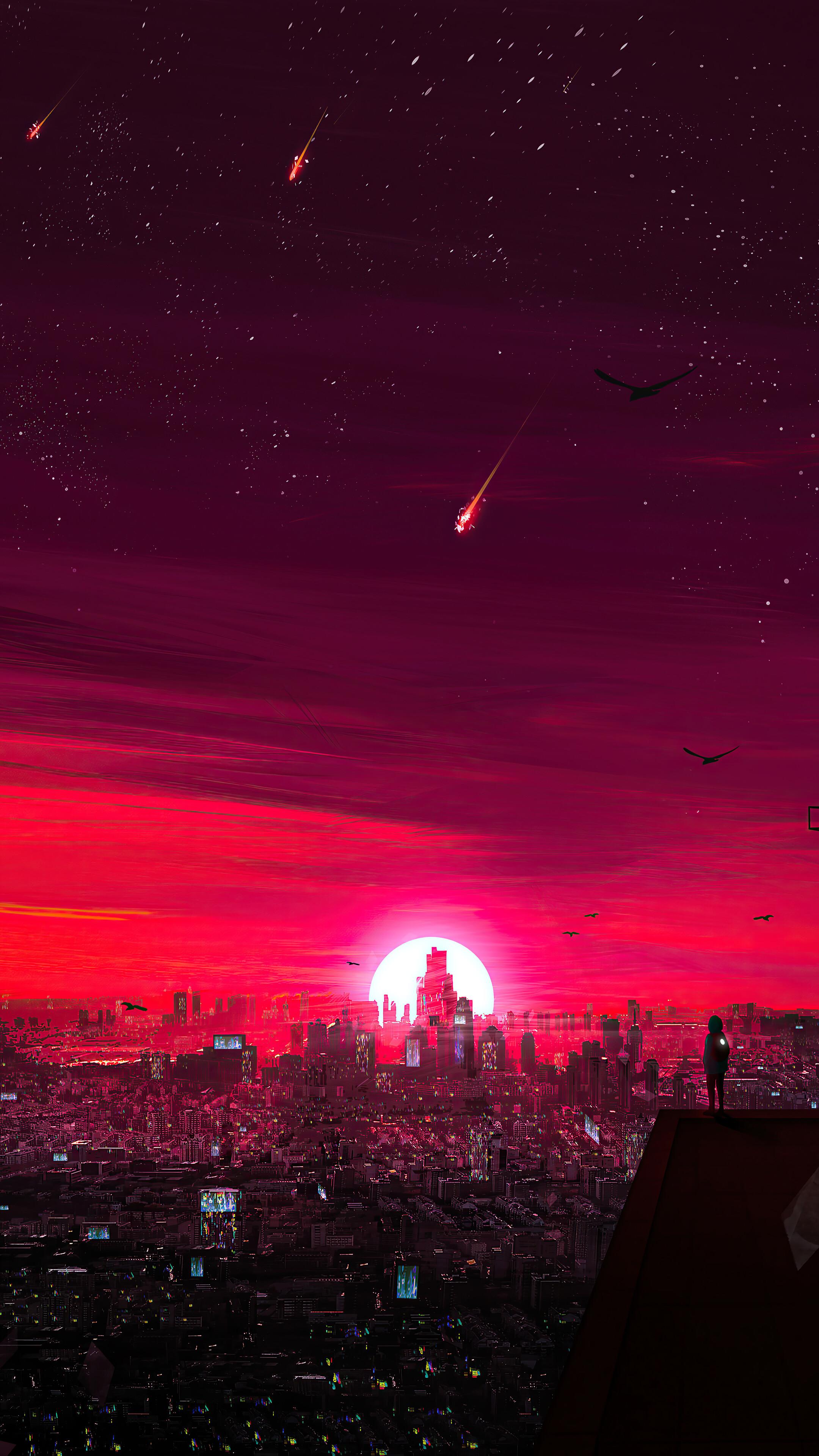 Red City Sunset Scenery 4k Wallpaper