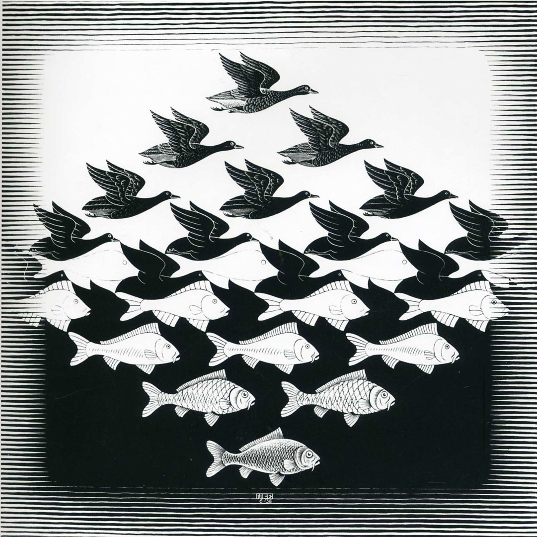 And Fish Pattern A Optical Illusion M C Escher Art Wallpaper Picture