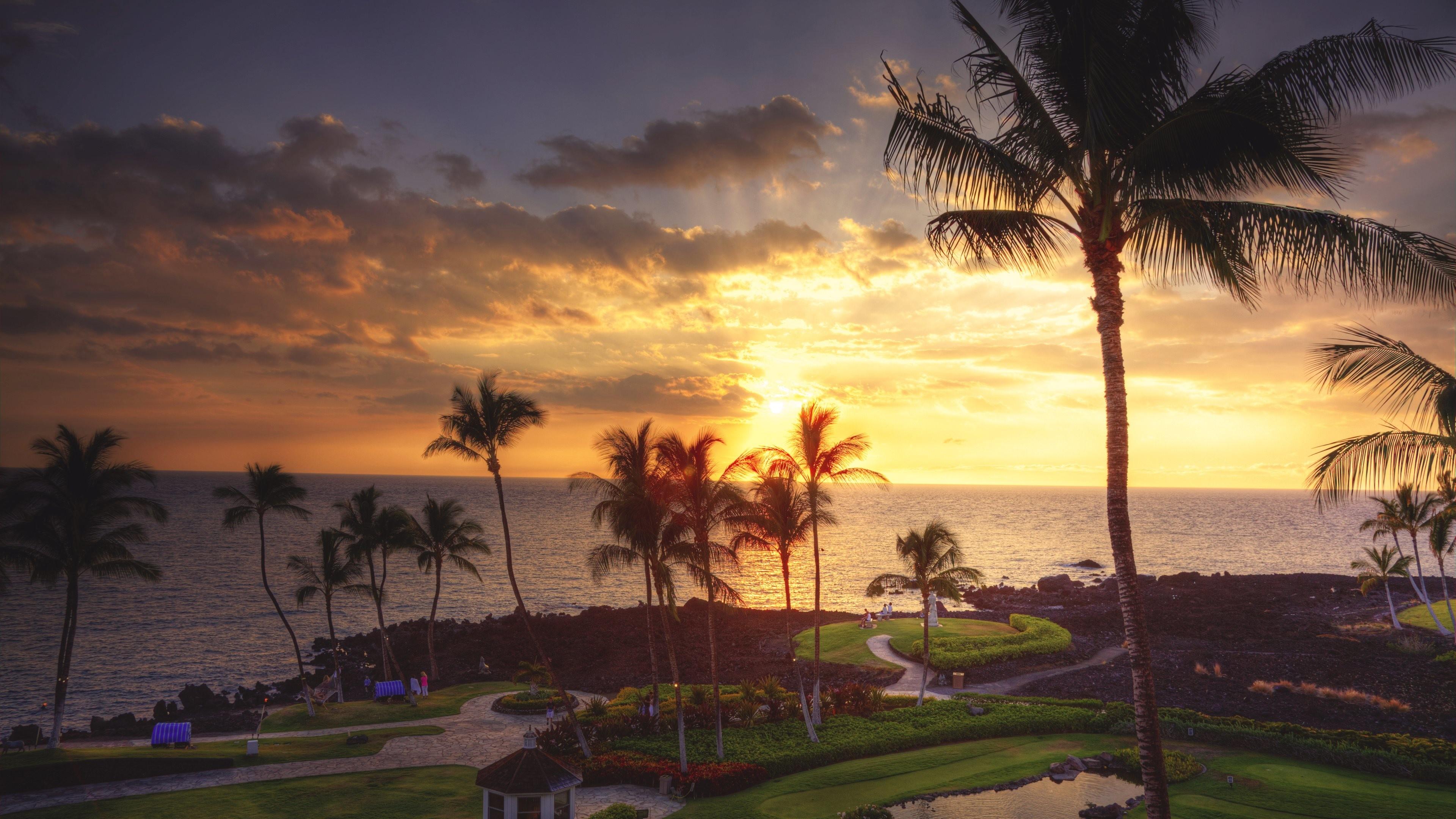 Wallpaper Sunset From Hawaiian Resort Ultra HD 4k