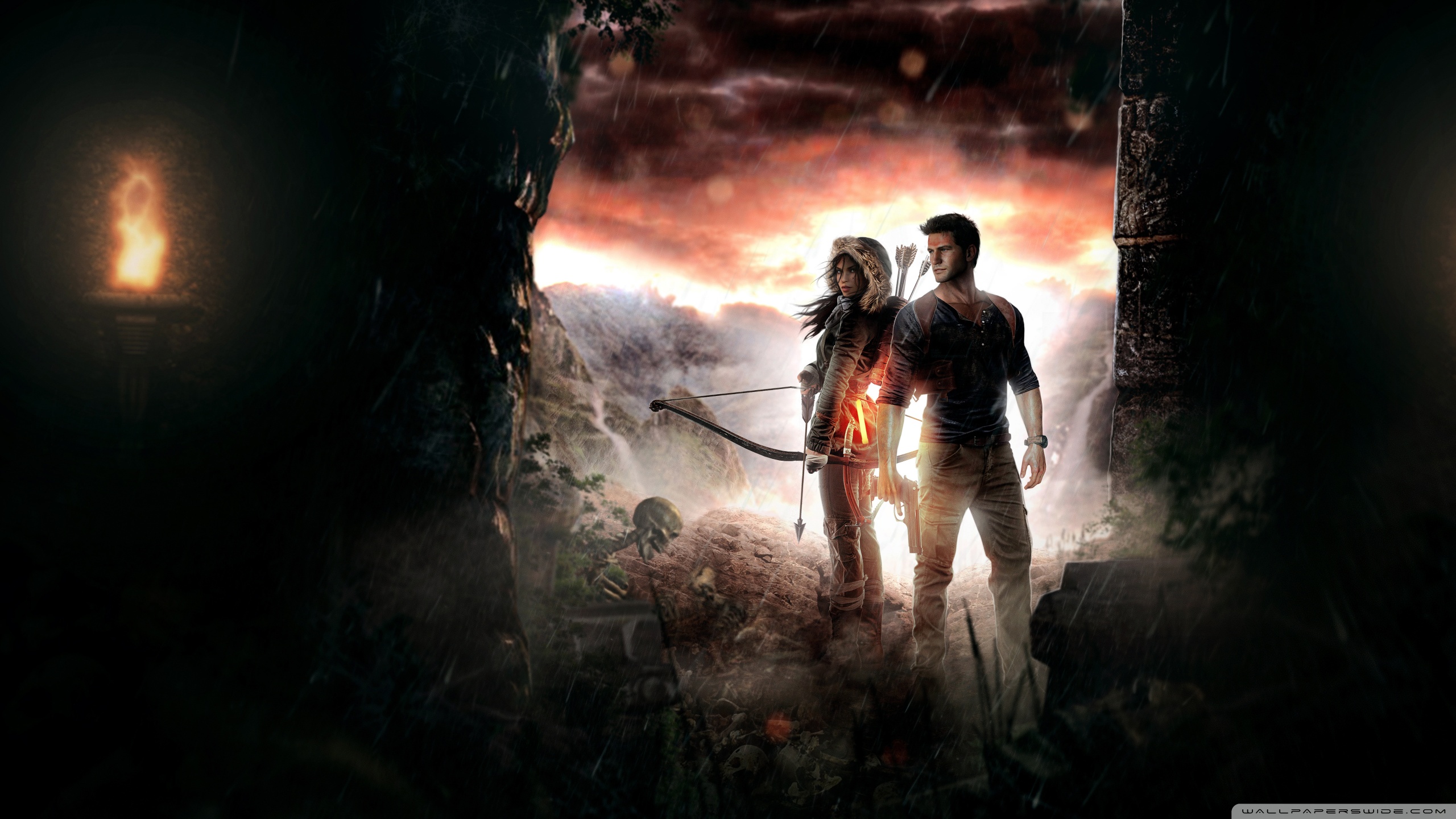 Lara Croft And Nathan Drake 4k HD Desktop Wallpaper For Wide