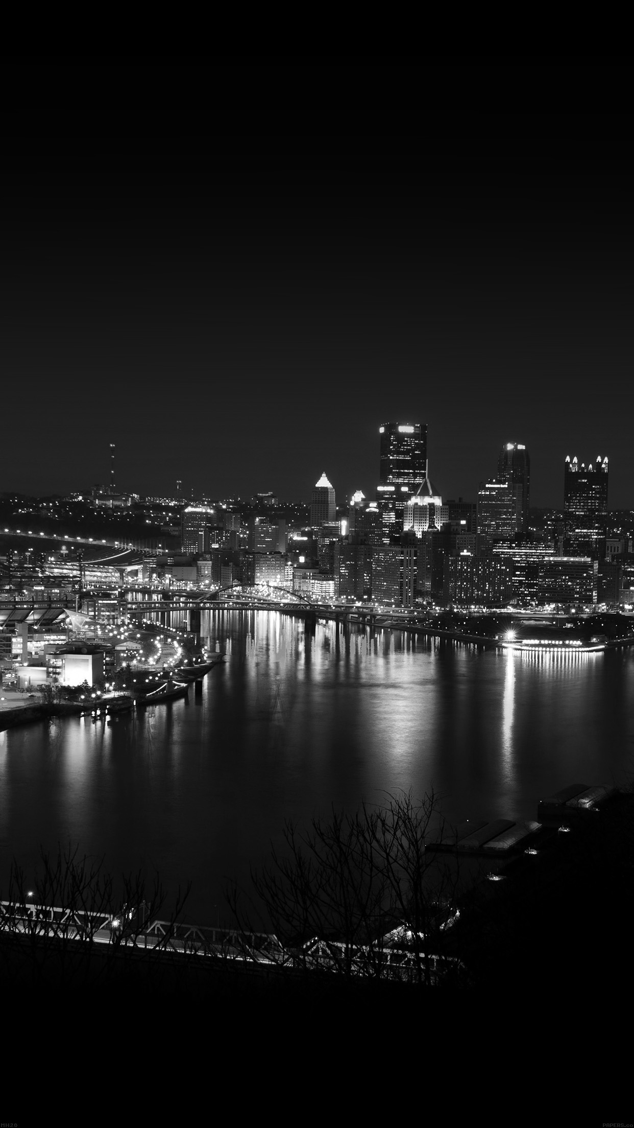 Pittsburgh City Dark Skyline At Night iPhone Plus HD Wallpaper