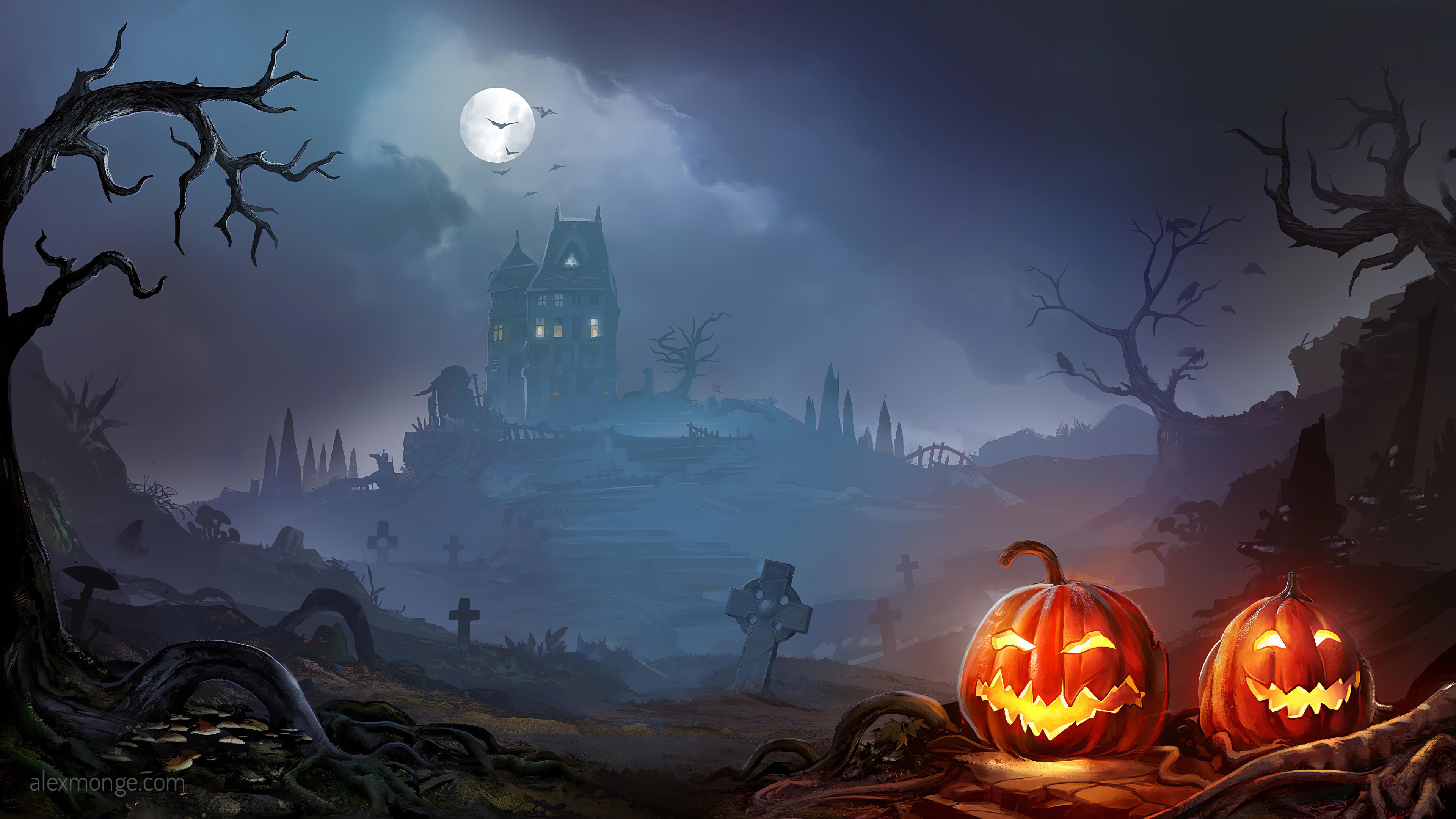 Horror Pumpkins Halloween 4k Wallpaper HD Artist
