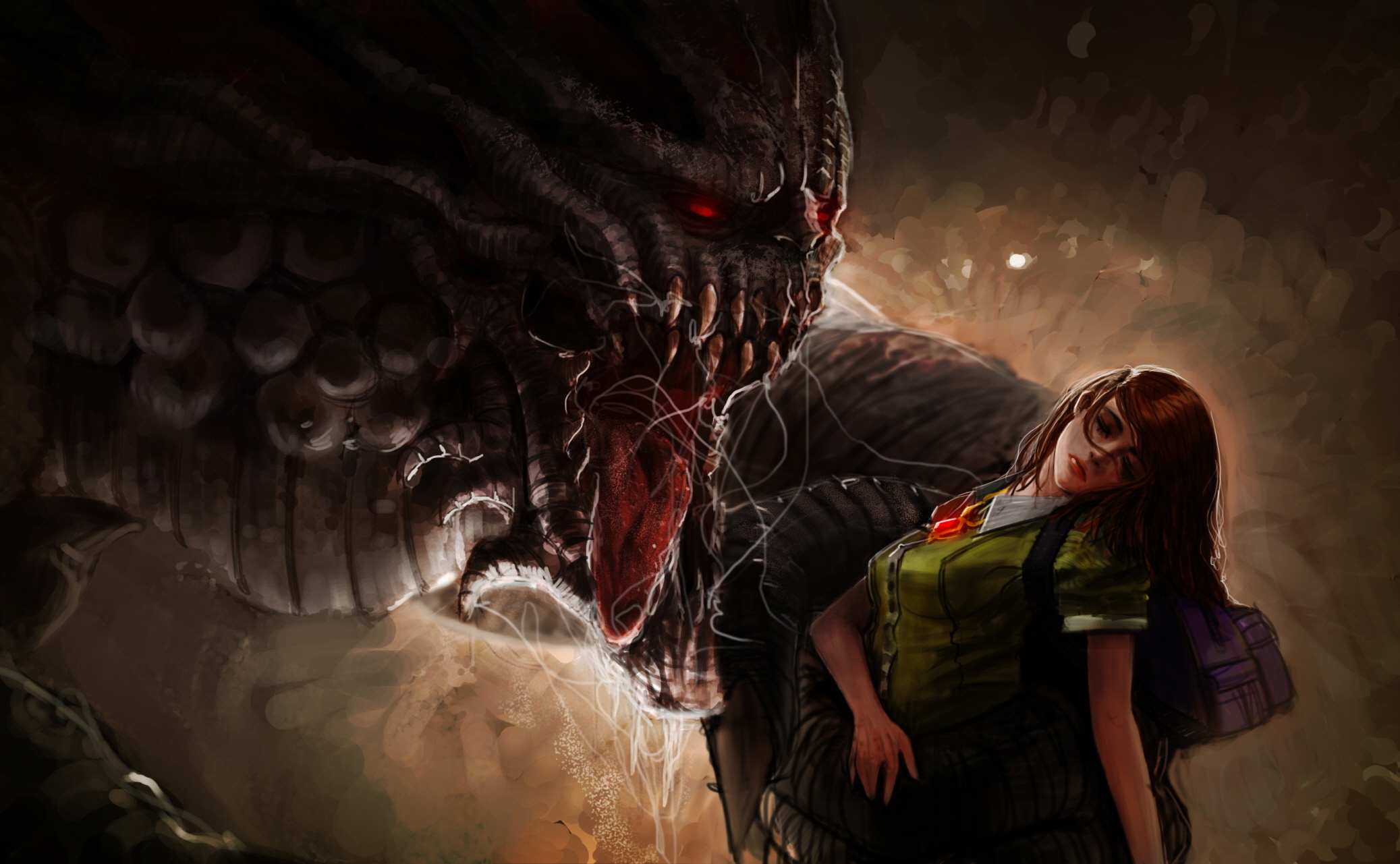 Fantasy Girls Monster Scary Horror Girl Dark Wallpaper Background
