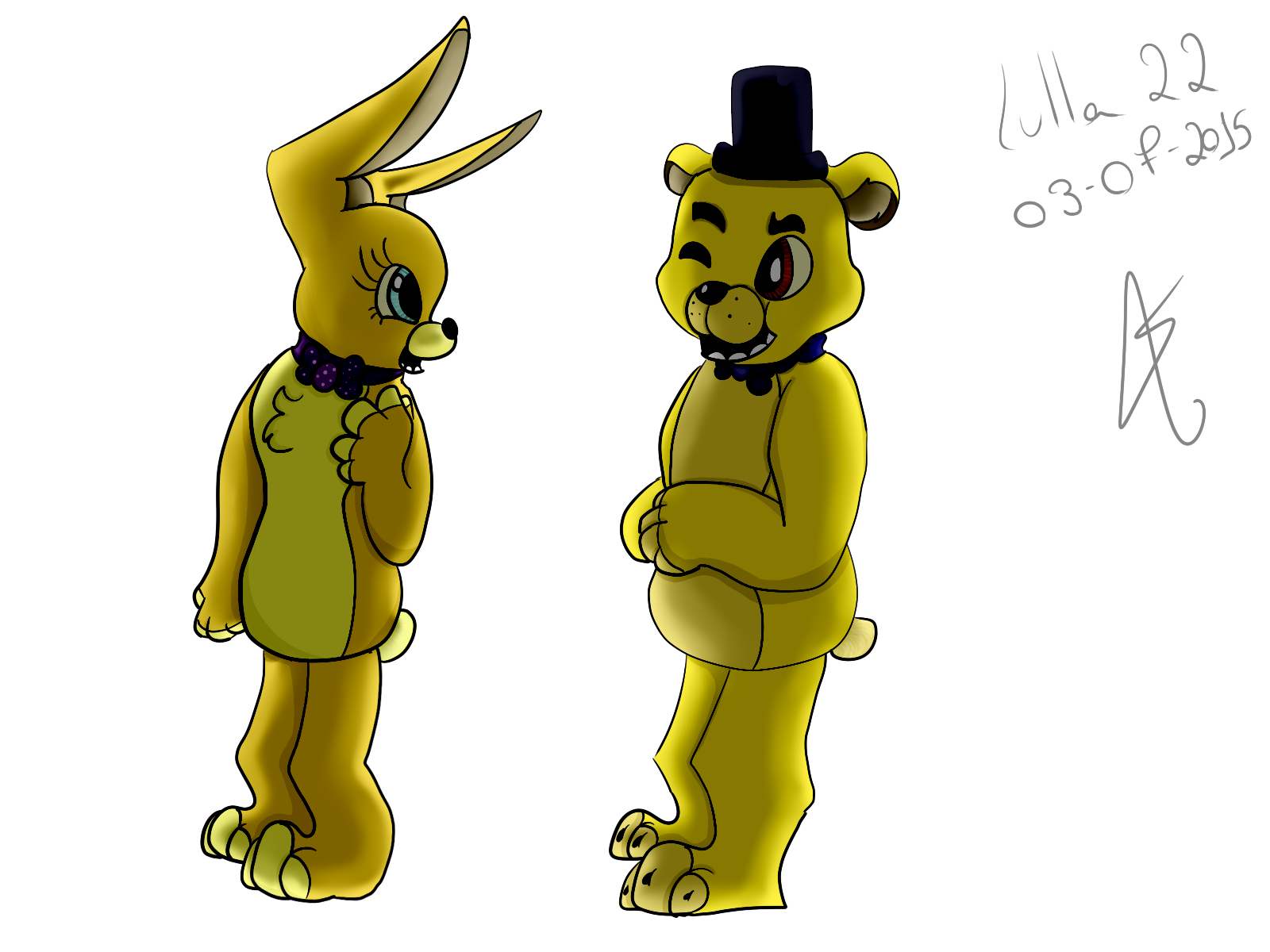 Fanart My Take On Golden Freddy And Springtrap In The Old Days