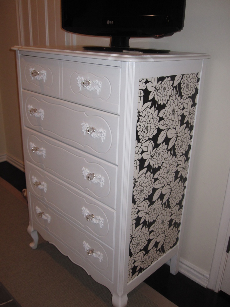 Free Download Shabby Chic Dresser With Wallpaper Diy Pinterest
