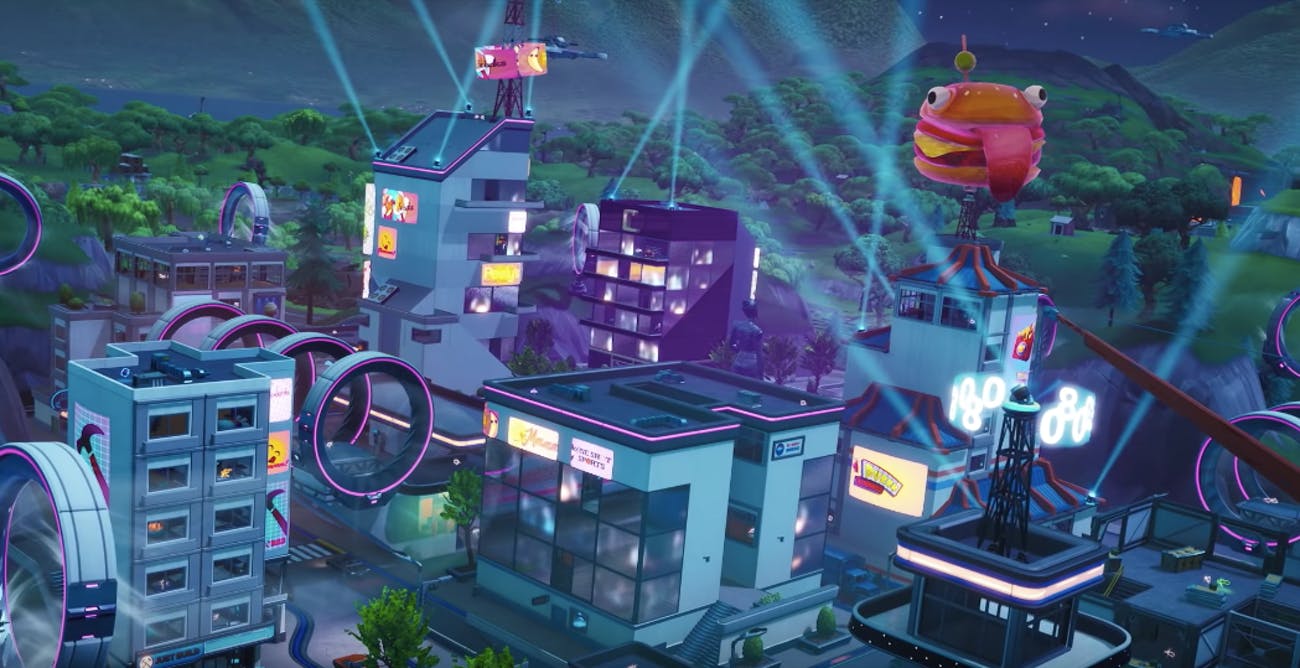 Fortnite Season Map Changes Neo Tilted Towers Sky Platforms