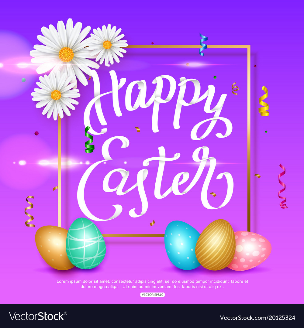 Happy easter background with colorful eggs and Vector Image