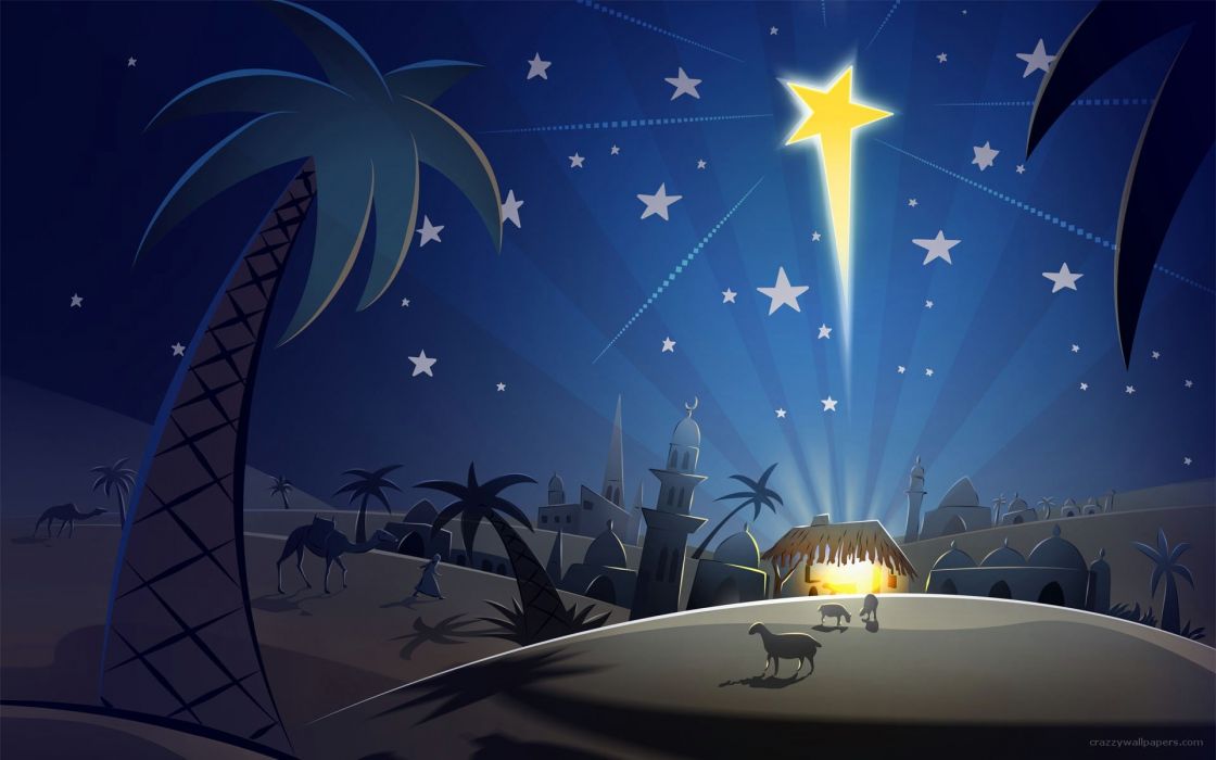 Navidad Estrella Belen Palmera Wallpaper