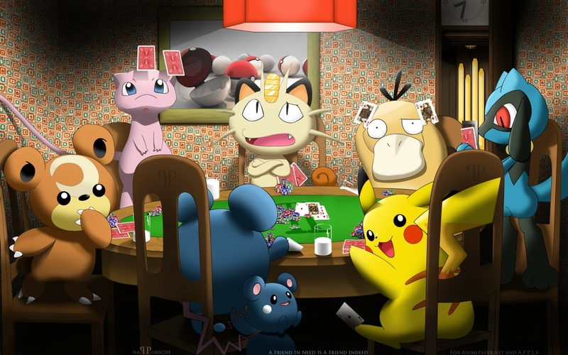 Pokemon Pikachu Poker Mew Psyduck Teddiursa Anime Meowth