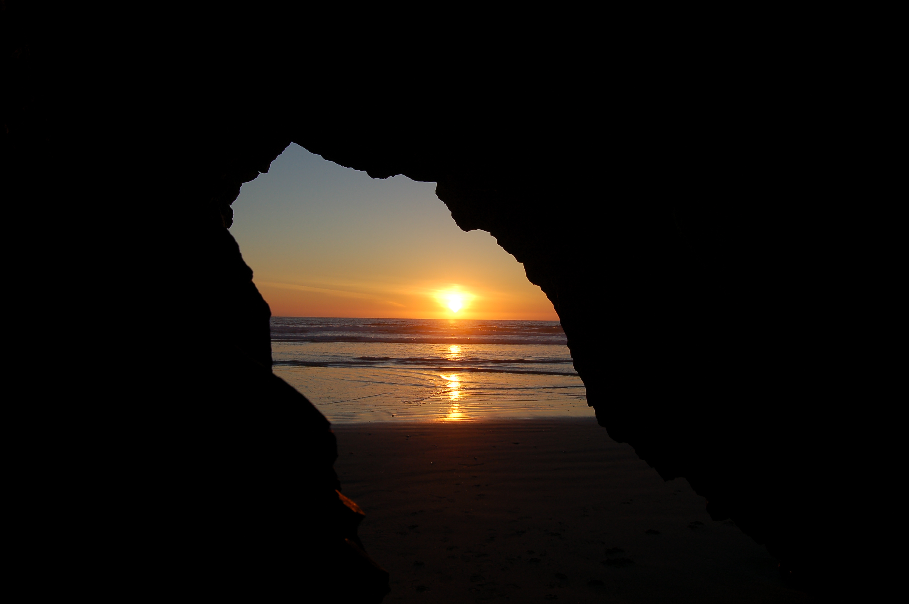 Pizmo Beach California Cave Sunset HD Wallpaper Background Image