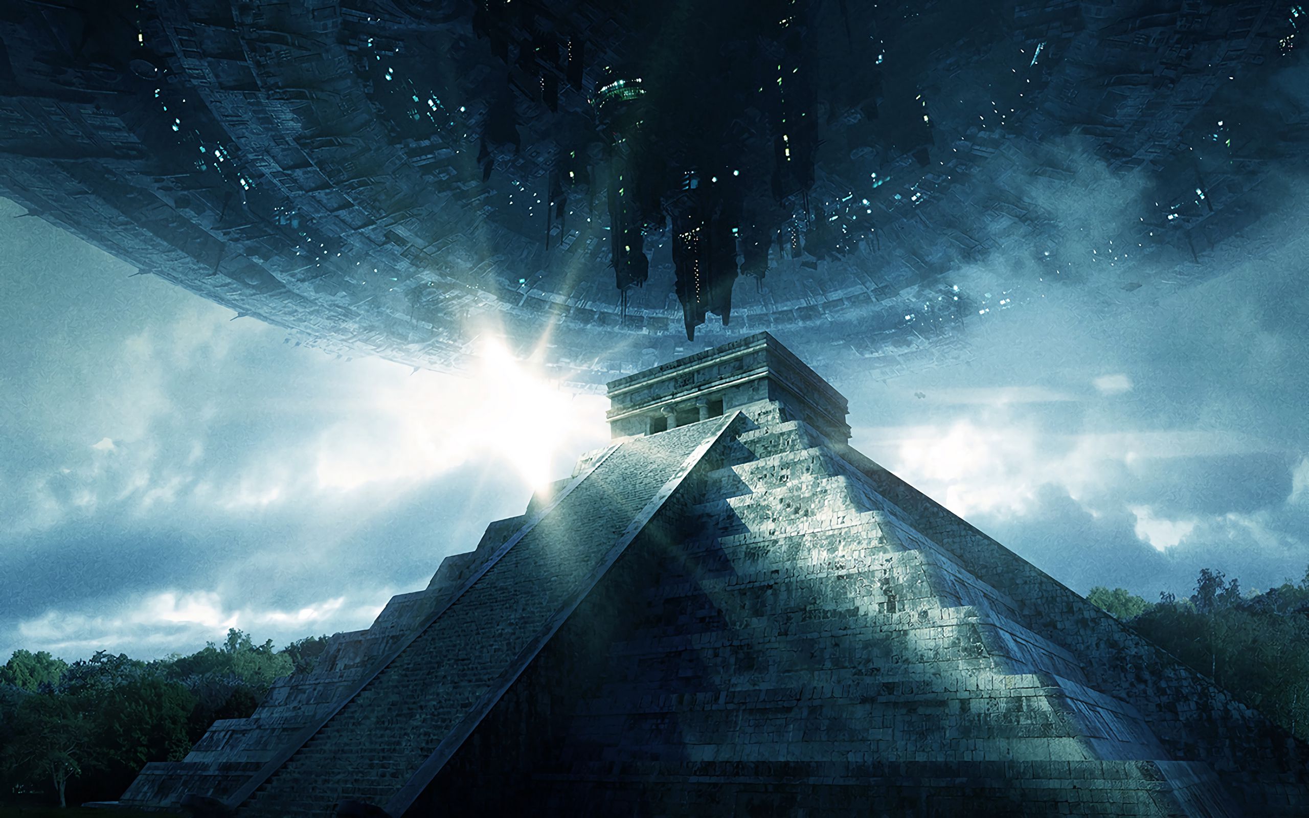 Wallpaper Pyramid Ufo Aliens Visit Contact