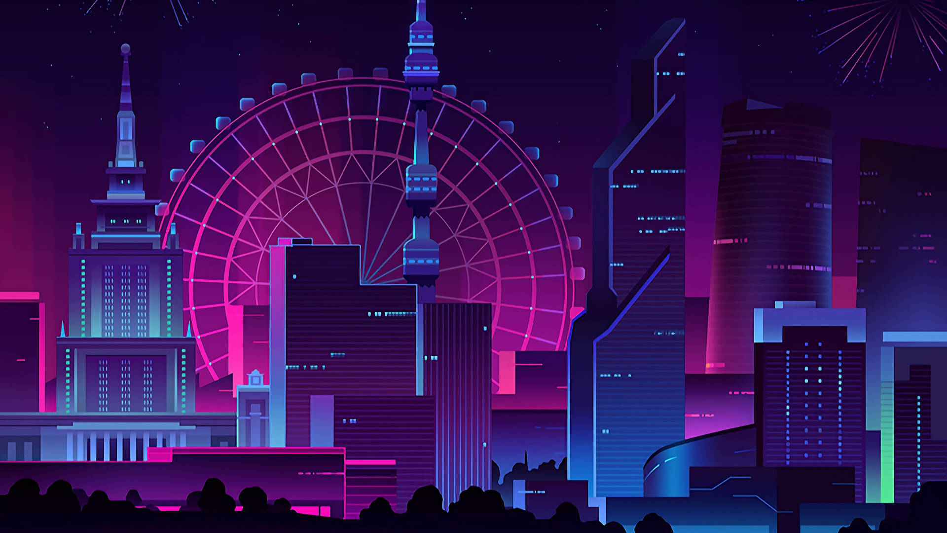 Aesthetic Purple Neon Computer Wallpaper