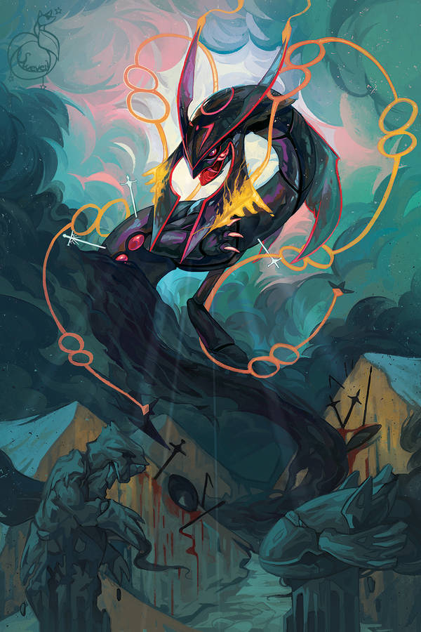 Free download Shiny Mega Rayquaza Black HD Png Download 800x600