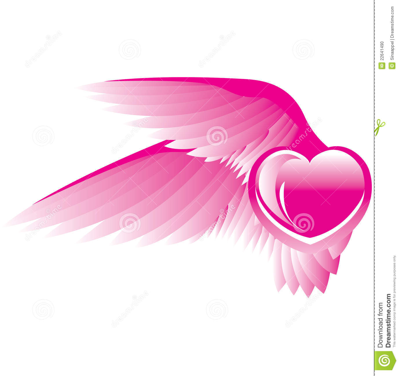 Pink Hearts With Wings Heart