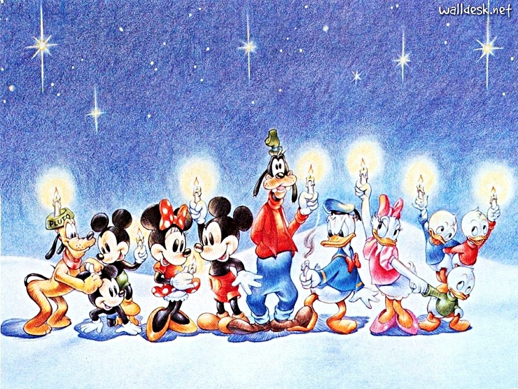 Wallpaper Merry Christmas Walt Disney Characters