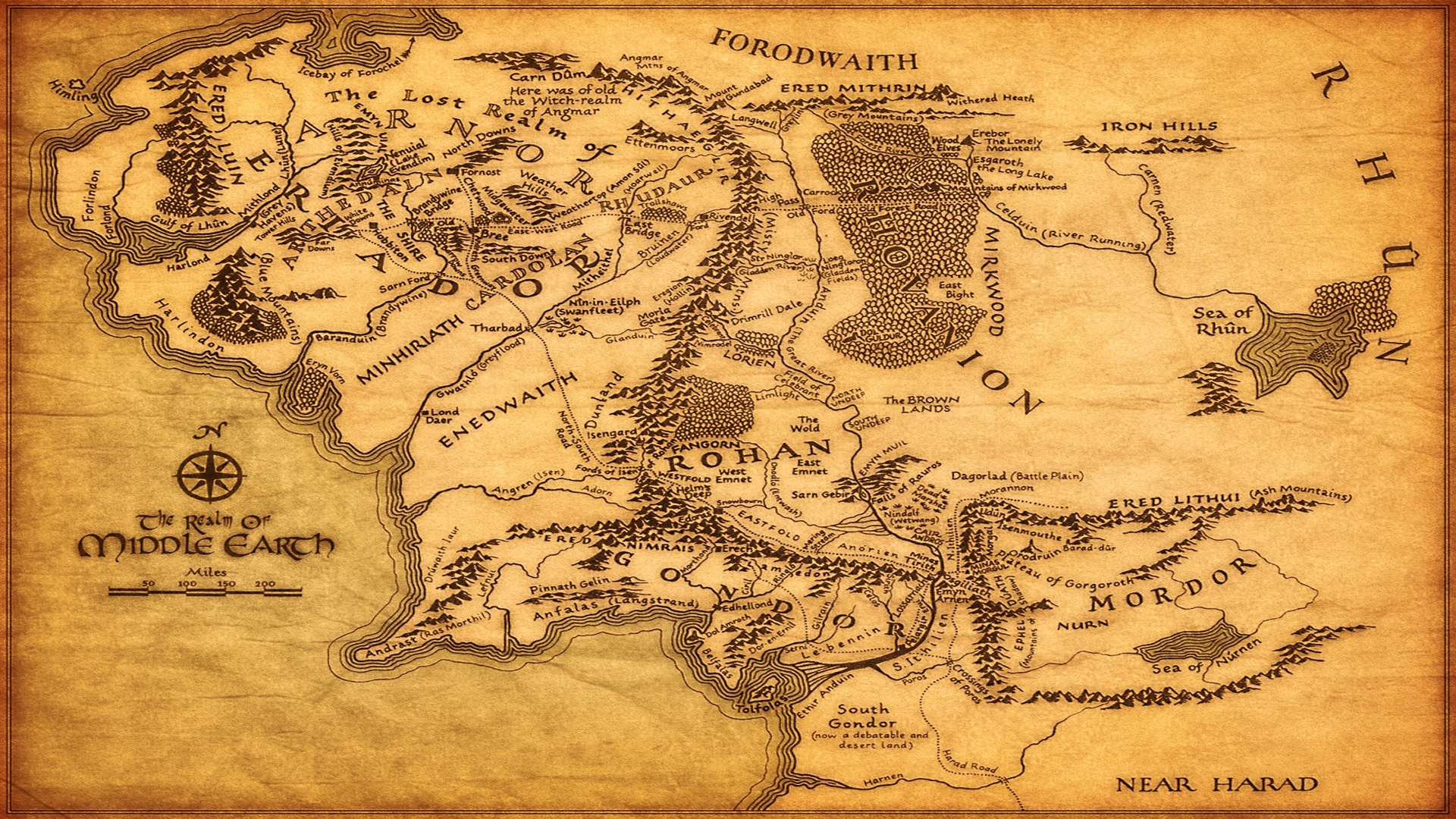 Middle Earth Map Wallpaper