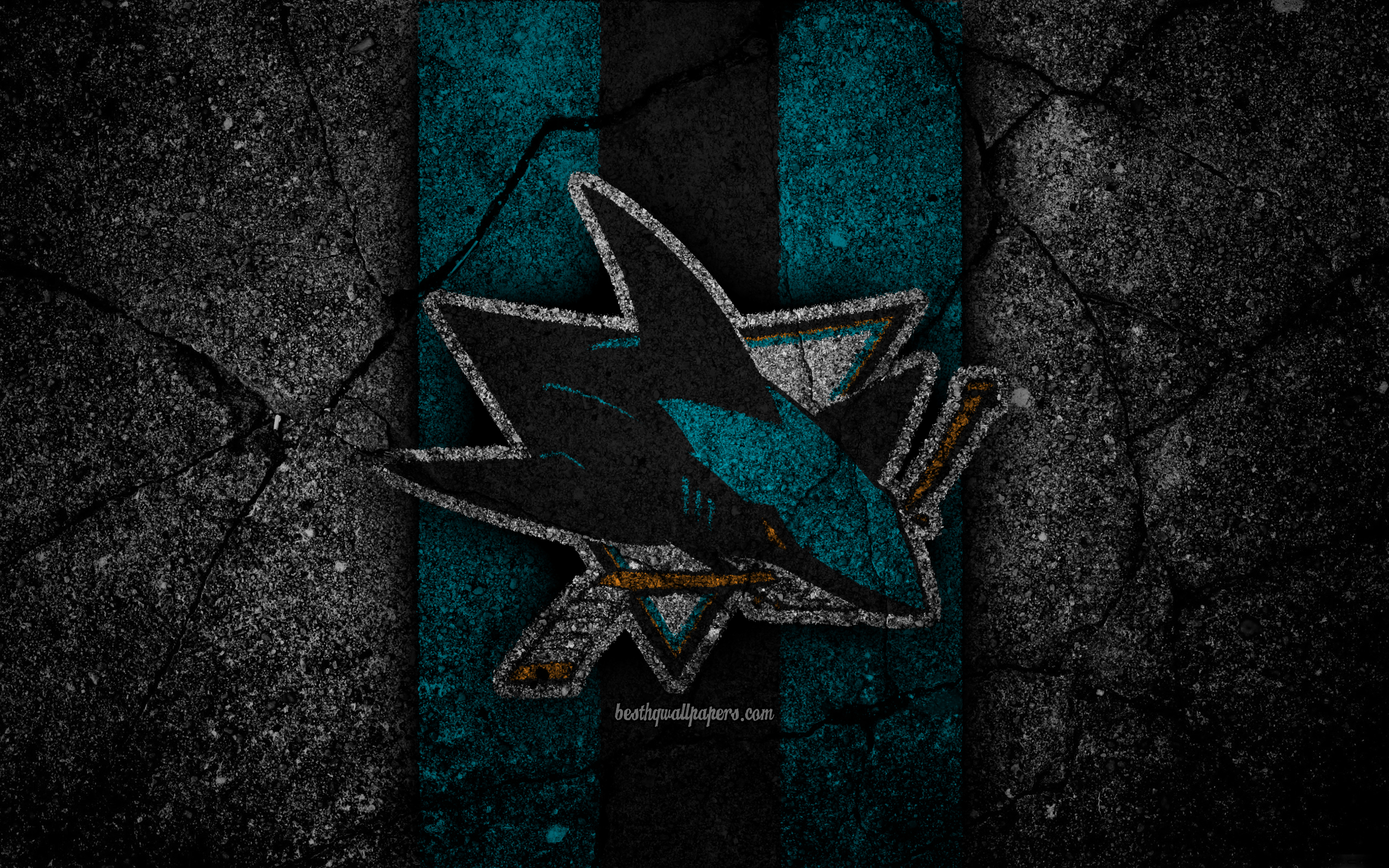 Download wallpapers 4k San Jose Sharks logo hockey club NHL