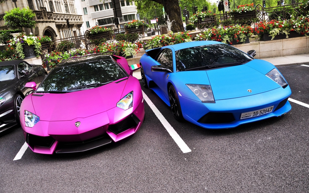 Cars Wallpaper Lamborghini Pink And Blue