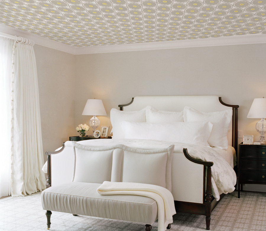Wallpaper On Ceiling Wallpapersafari Wallpaper Ceiling Idea Retro Fl On The Bedroom 900x780