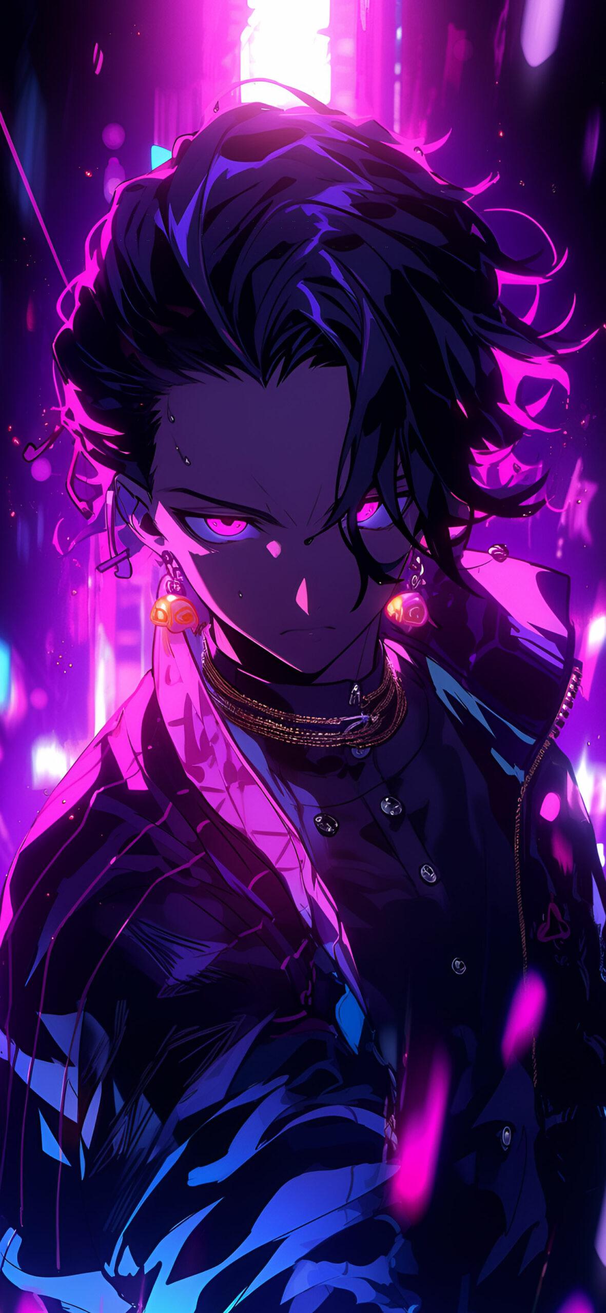 Stylish Anime Guy Purple Wallpaper 4k