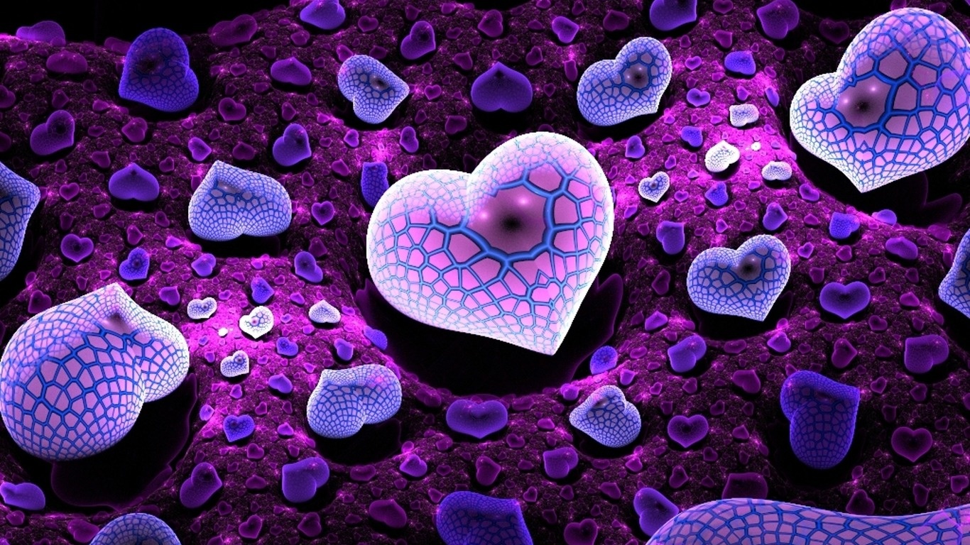 Wallpaper Purple Heart HD Background Desktop