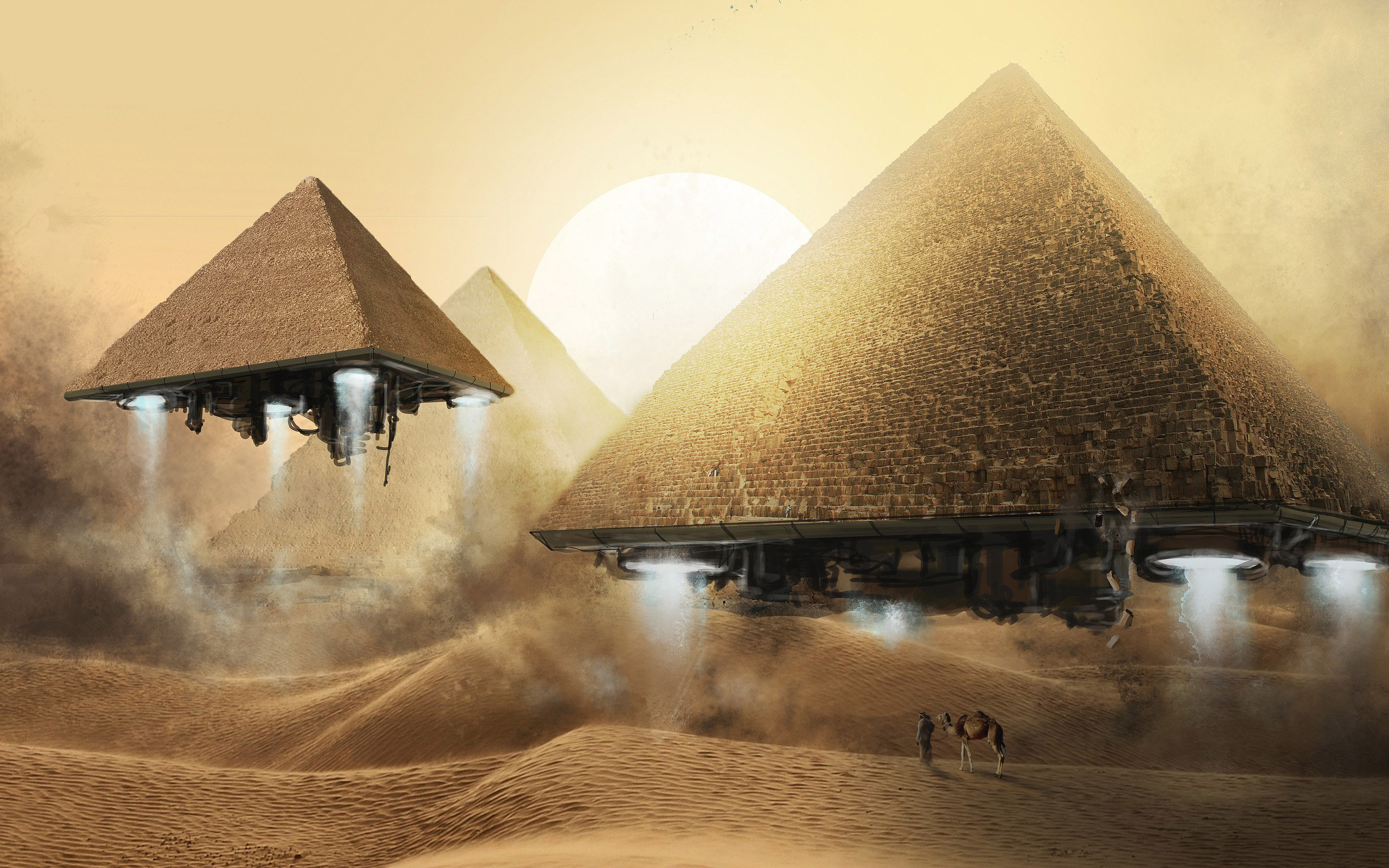File Name Pyramid Spaceships Fantasy HD Wallpaper