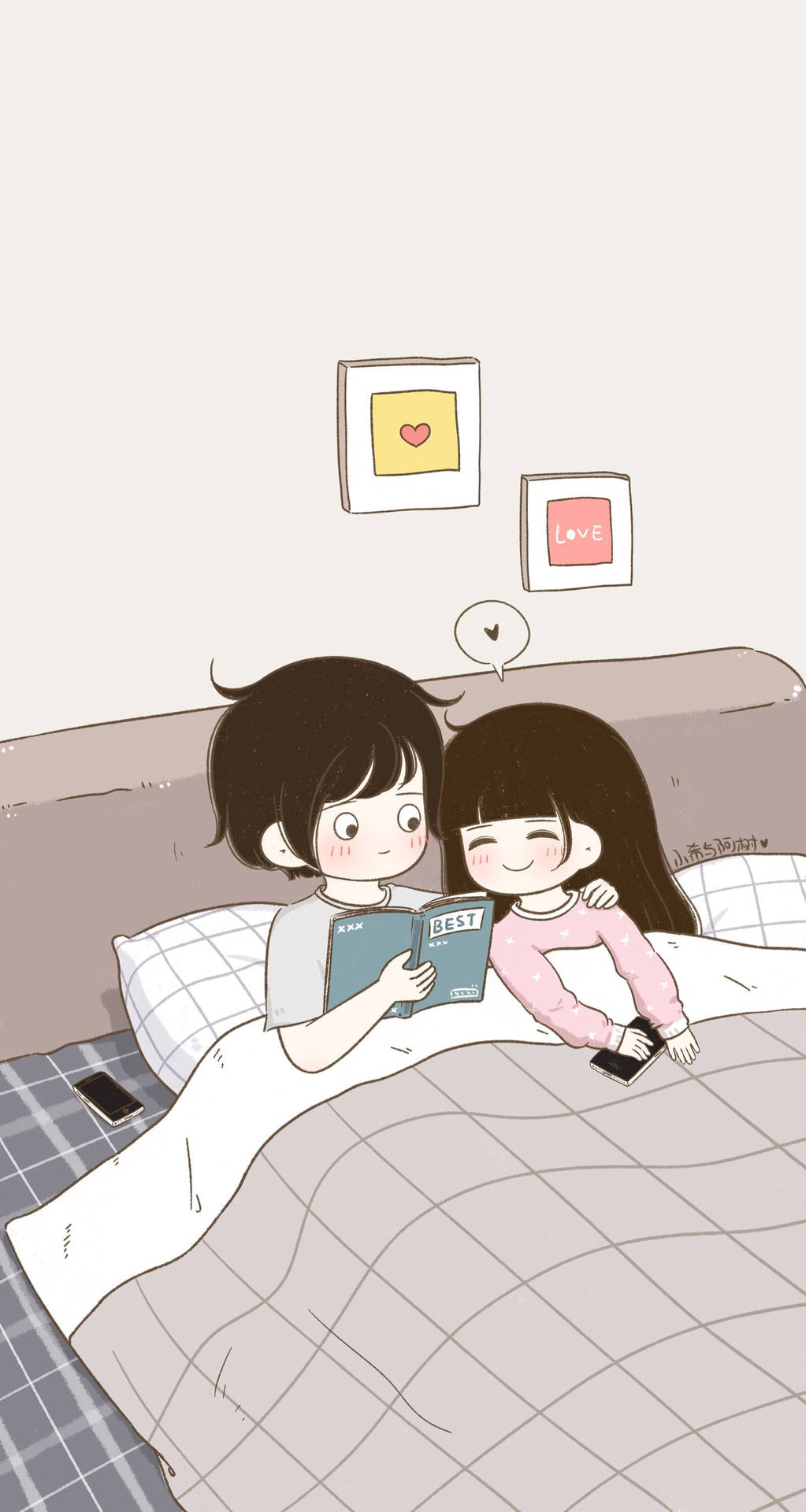 Cute Couples Cartoon Wallpaper