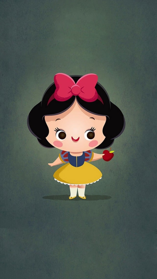 Cute Cartoon Girl with Ribbon Bow Wallpaper   iPhone Wallpapers 640x1136