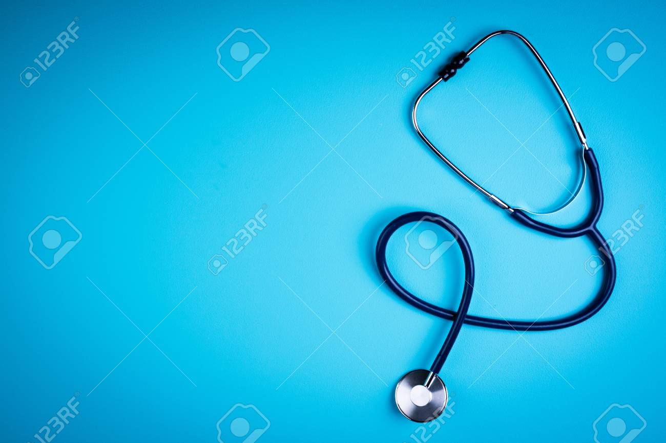 Stethoscope On Blue Background Medical Doctor